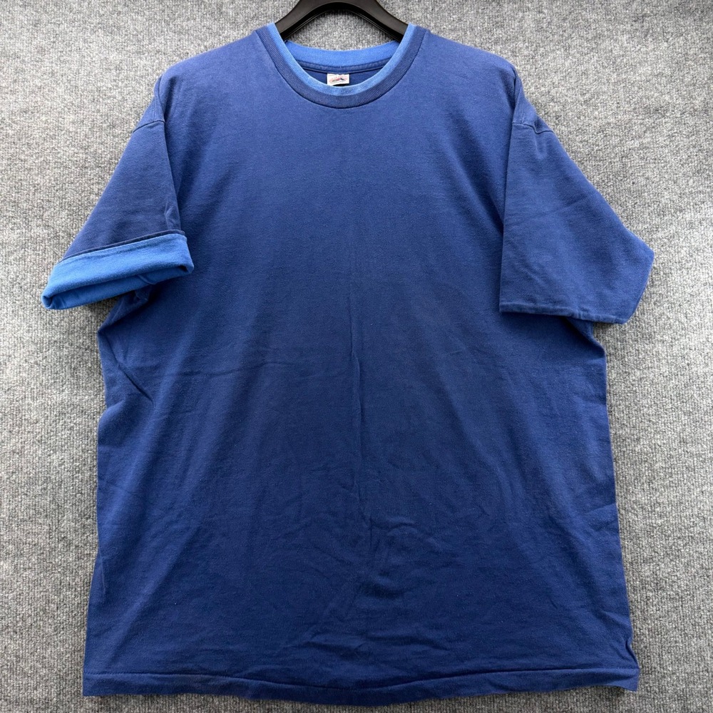 Vtg Fruit Of The Loom T-Shirt Single Stitch Double Collar Blue Size‎ 2XL USA